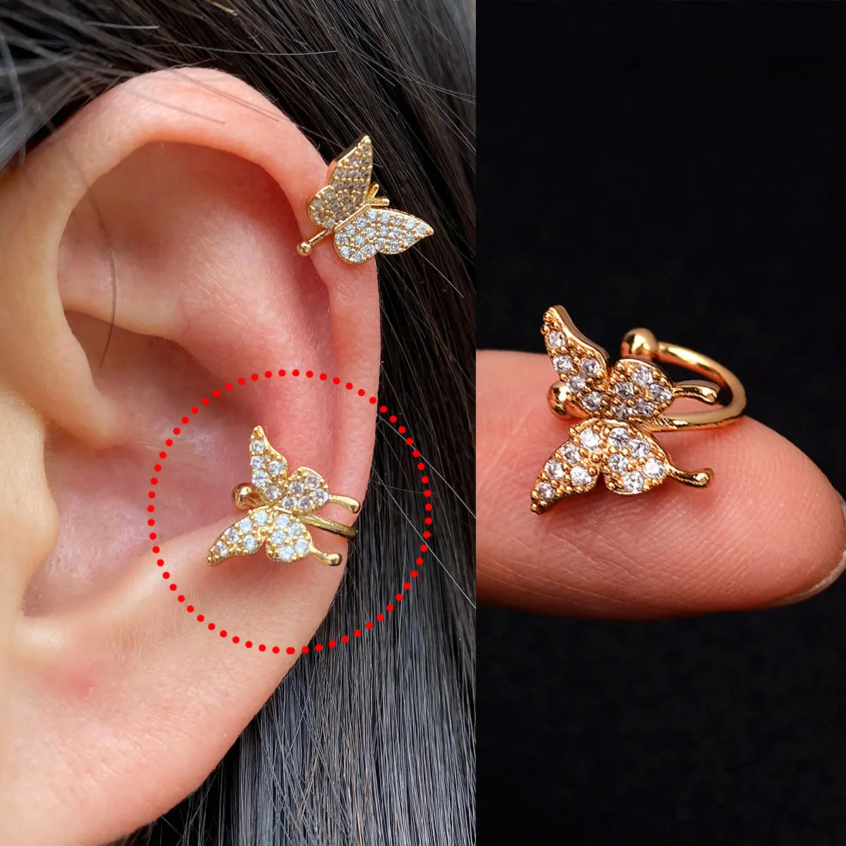 1Piece Fashion Gold Color Leaf Clip Earring For Women Without Piercing Puck Rock Vintage Crystal CZ Ear Cuff Girls Party Jewerly