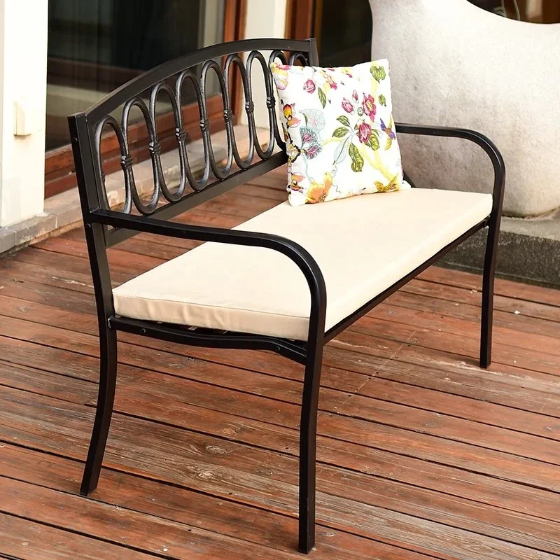 Outdoor park bench courtyard community square wrought iron bench outdoor leisure backrest double long seat