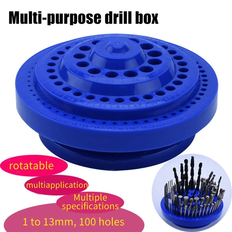 Multi-Purpose Drill Box Twist Drill Box Turntable Tool Rack Thickened 100 Hole Position