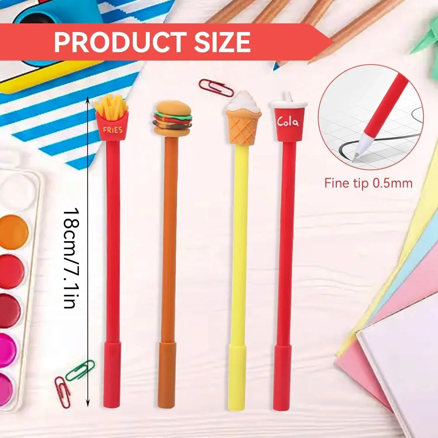 20 قطعة مجموعة بالجملة الكرتون متعة الغذاء هلام هلام القلم الجدة القرطاسية البطاطس المقلية فحم الكوك برغر الآيس كريم القرطاسية القلم