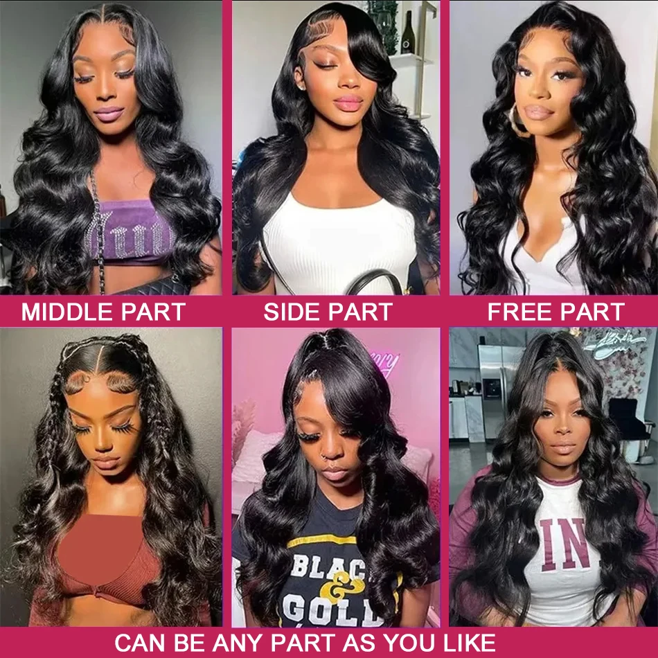 13x4 HD Onda Del Corpo Frontale Del Merletto Dei Capelli Umani Parrucca Brasiliana Dei Capelli Umani per Le Donne 180% Densità Nero Naturale 4x4 Parrucca di Chiusura Del Merletto