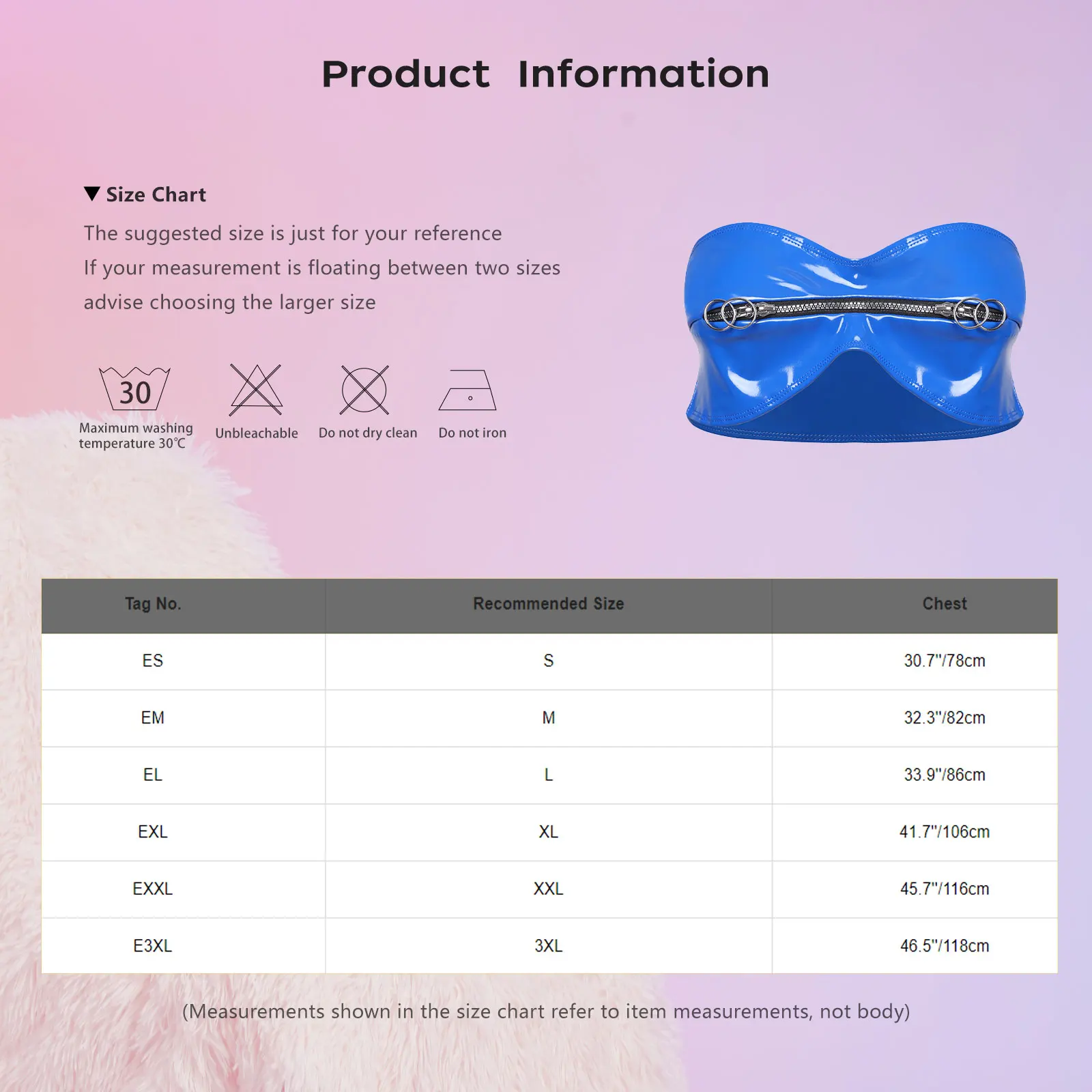 Women Glossy PU Leather Bustiers Bandeau Crop Top Strapless Zipper O-ring Tube Bra Bralette Corset for Nightclub Rave Party - view 6