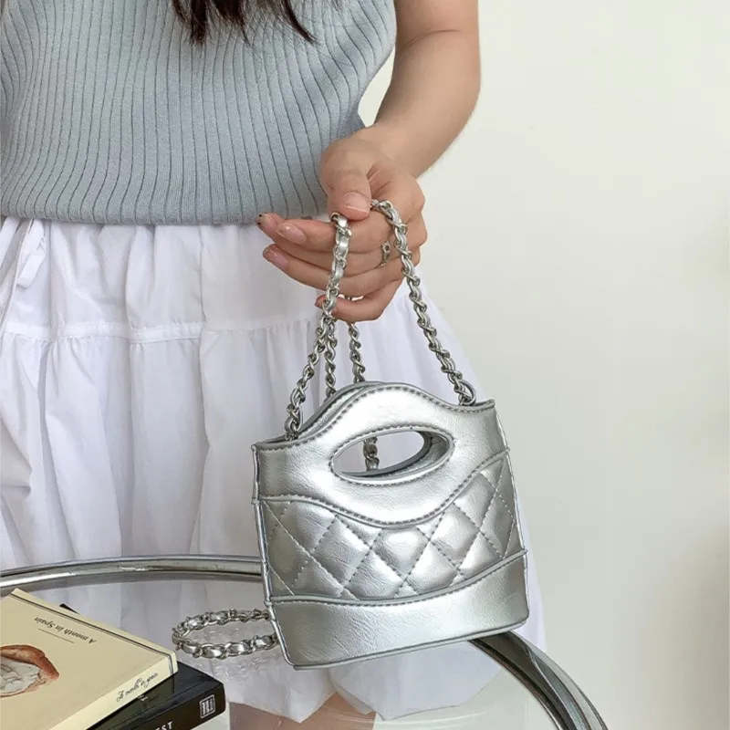 2024 Summer New Mini Crossbody Bags Women Fashion Korean Chain Shoulder Bags High-quality Casual Simple Silver Mini Bag Ladies