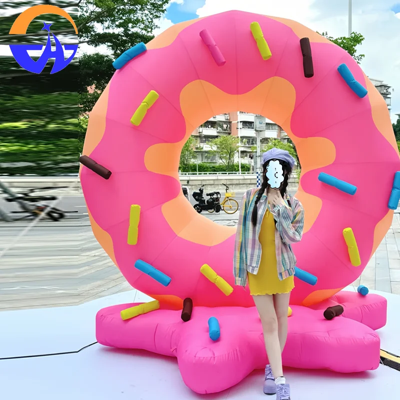 푸드 페스티벌 및 시장에서 사진 체크인을 위한 야외 장식 소품, 풍선 만화 야광 도넛 및 빵 에어 모델