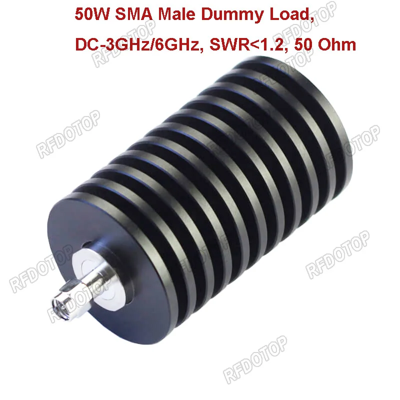 50W 3GHz/6GHz SMA Male RF Coaxial Termination Dummy Load SWR＜1.2 50 Ohm Connector Socket Brass Straight Coaxial RF Adapters