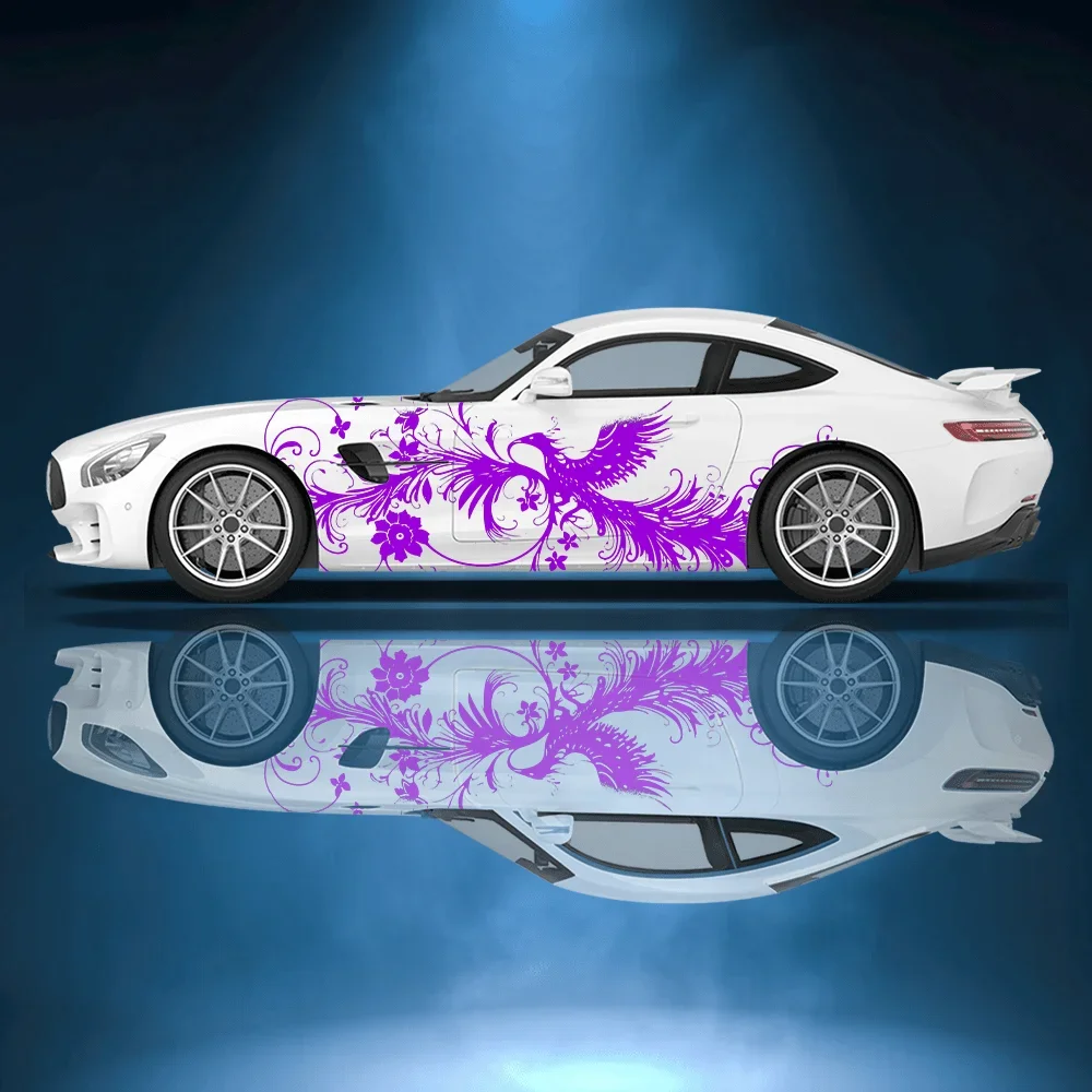 

Purple Phoenix Feather Car Vinyl Wraps Decal Self-adhesive Anti Scratch Sticker Suitable for Trucks SUV Decor Auto Accessories