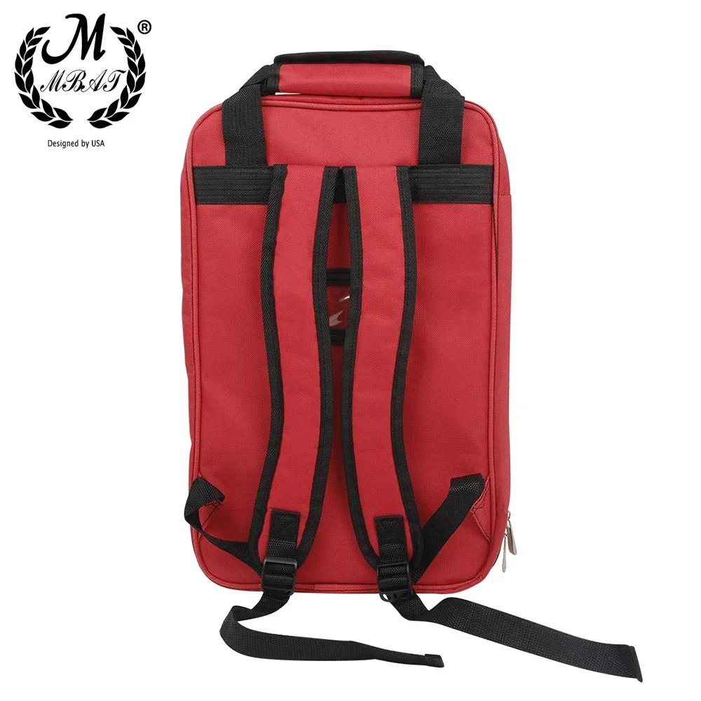 M MBAT Drum Stick Bag Cotton and Thickened Multi Functional Storage Red Shoulder Drum Bag Drumsticks Carrying Case Backpack Bag