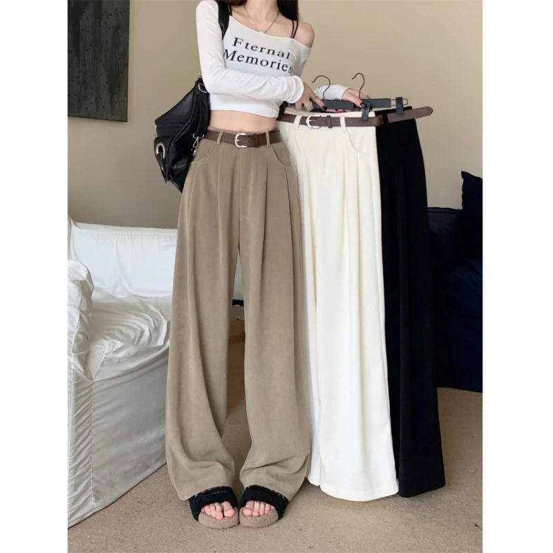

Hot-Selling Corduroy Casual Pants Autumn Winter New Thickened Retro High-Waist Draped Straight Loose Wide-Leg Floor-Length Pants