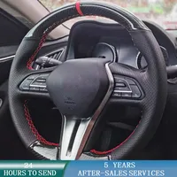 Cubierta personalizada para volante de coche, trenza de gamuza de fibra de carbono para Infiniti QX50 2018-2020 Q50 2018 2019 2020 Q60 2016-2020
