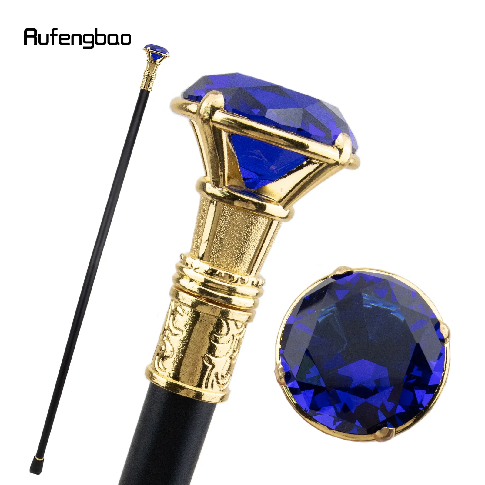 Purple Diamond Type Golden Single Joint Walking Stick Decorative Cospaly Party Fashionable Walking Cane Halloween Crosier 93cm