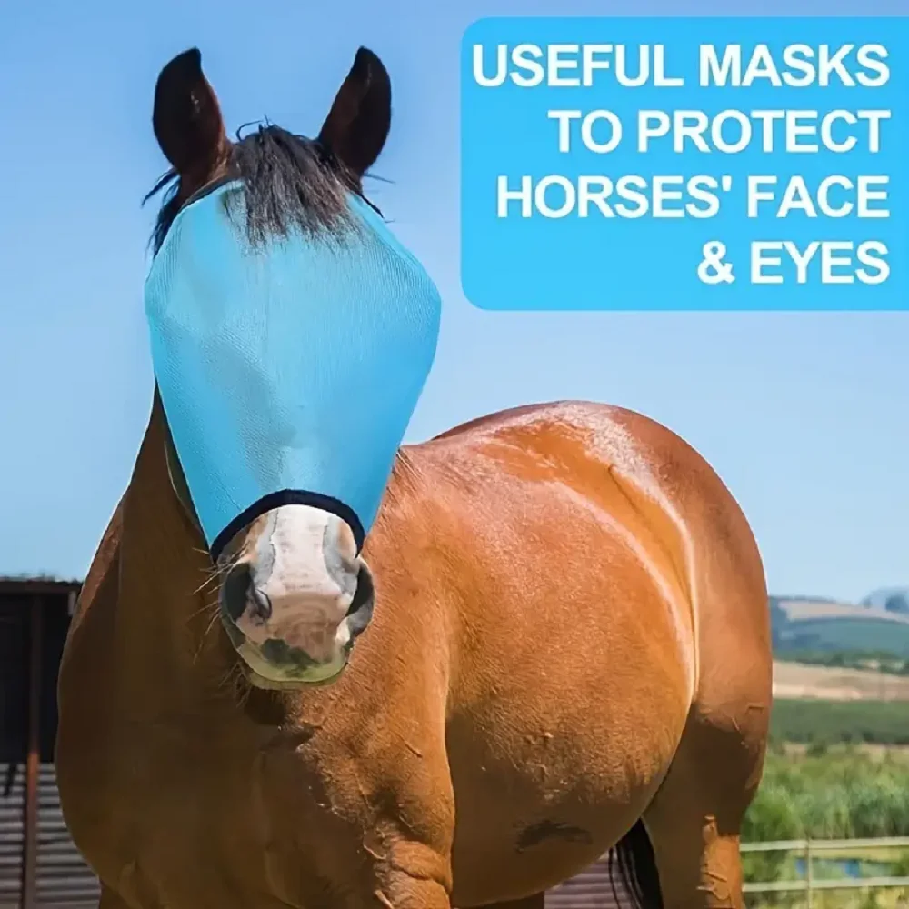 Horse Headgear Lycra Comfortable Breathable Horse Eye Shield Protection Wind Sand Protection Sun Horse Protective Cover