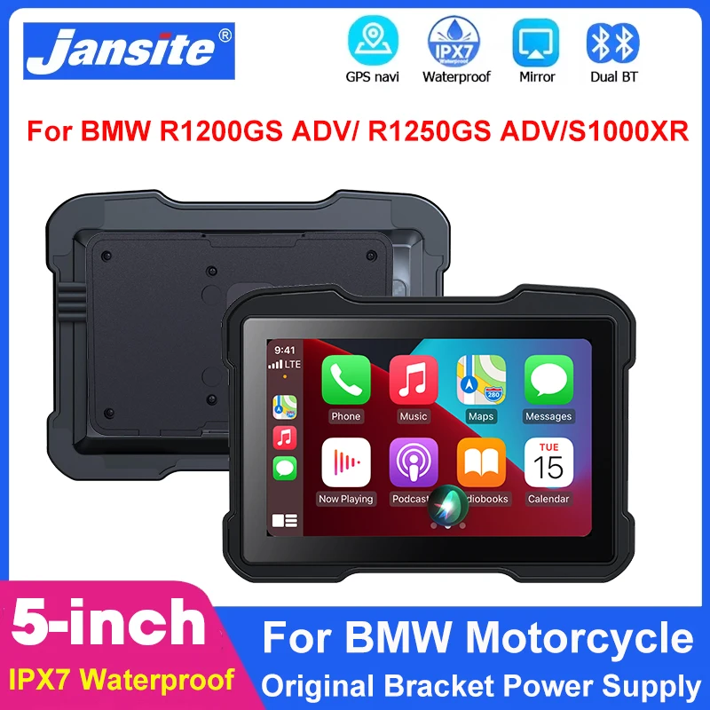 

Jansite 5" Motorcycle Player For BMW R1200GS ADV/ R1250GS ADV/S1000XR GPS Navigation Wireless Carplay Android Auto Waterproof
