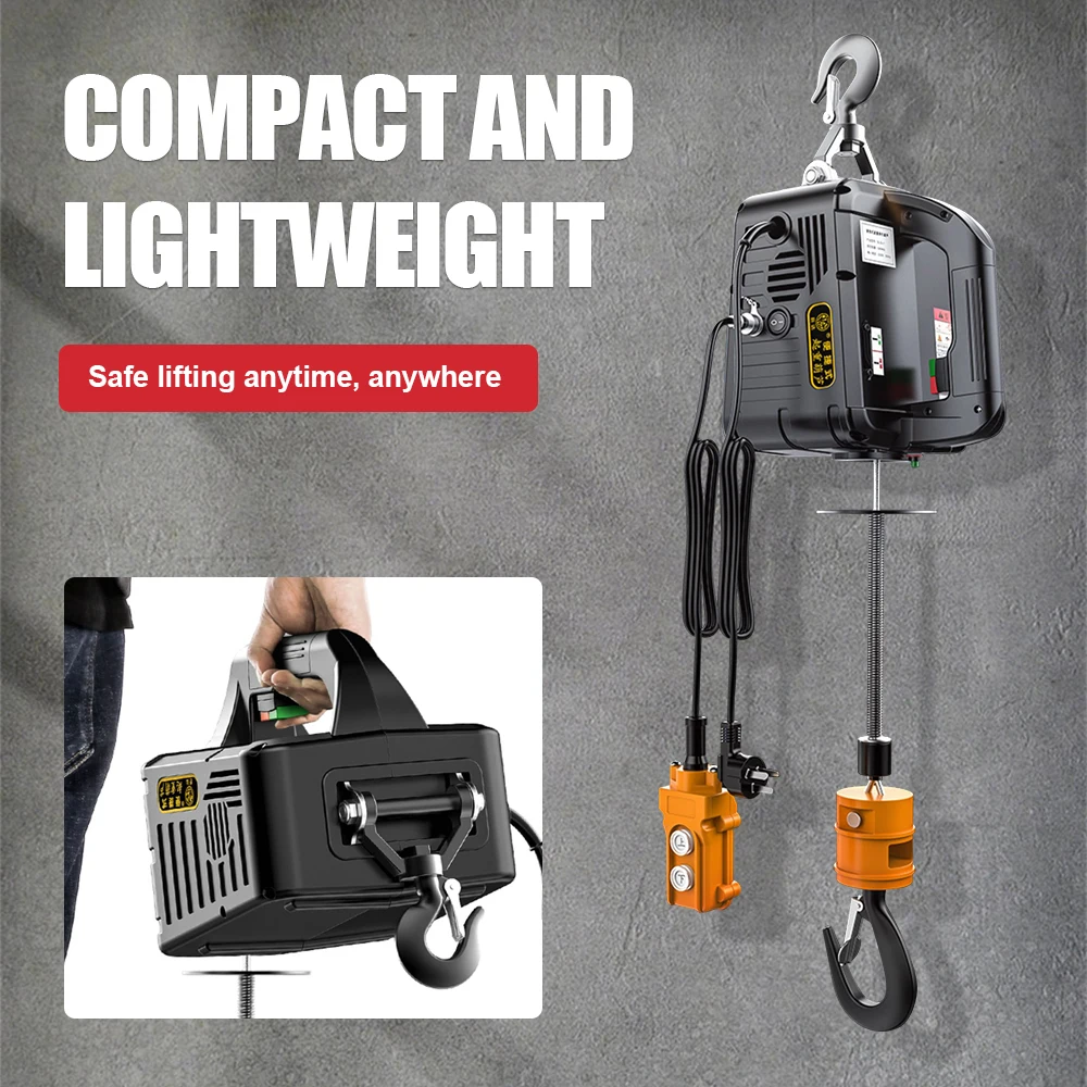 

Мини-электрическая таль 220 В 1500 Вт, портативный кран, легкий маленький подъемный подъемник, строительный пульт дистанционного управления, домашний подъемник, мини-кран