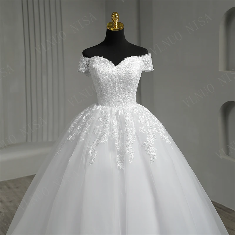 Real Video White Off The Shoulder Vestido De Noiva Wedding Dress Plus Size Vestidos De Novia Bridal Tulle Mariage Customized