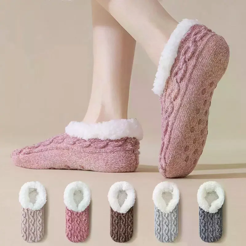 New Home Slippers Socks Winter Thicken Velet Warm Floor Socks Women Snow Socks Sleep Carpet Socks Non-slip Yoga Socks
