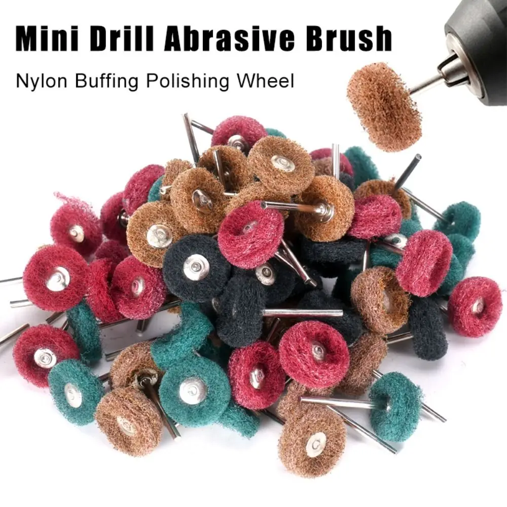 10pcs Buffing Drill Abrasive Brush Rust Remover Fiber Polishing Wheel 2.35mm Shank Nylon Fiber Grinding Head