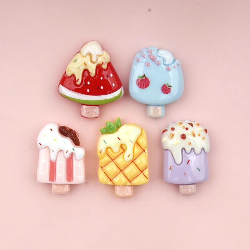 10/100PCS Fruit Watermelon Pineapple Popsicle Resin Decor Charms Flatback DIY Hair Clip Phone Case Jewelry Craft Accessories