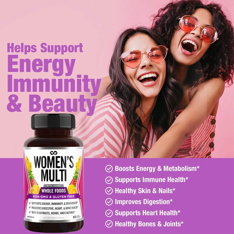 Women's Complex Vitamin 22 Essential Nutrients, Fruits and Vegetables Enhance Energy, Immunity, and Heart Health 60 Capsules
