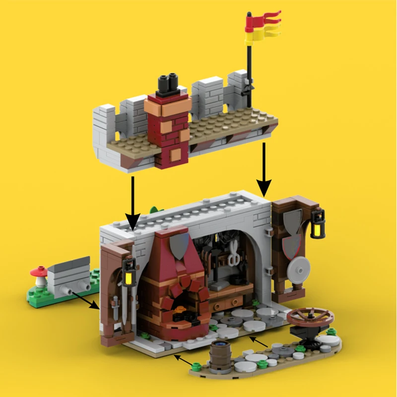 NEW 548PCS MOC European Medieval Castle Blacksmith Shop Model DIY Creative Ideas Gift Building Blocks MOC-6040 MOC-158492