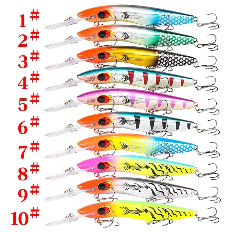 Vivid Deep Diving 8M+ Big Minnow Wobbler 10 Color Fishing Lures Simulate Bending Trolling for Freshwater Carnivorous Fish