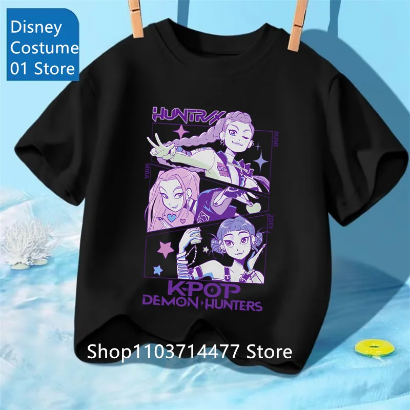 Fashion Movie Kids T-shirt KPop Demon Hunters Cool Girls Tee Top Funny Gift for Fans Cotton Tshirt K-Pop Demon Hunters Clothes