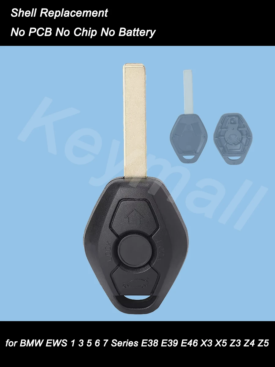 Casing Kunci Mobil Remote KEYECU dengan 3 Tombol Penutup Pisau HU92 untuk BMW EWS 1 3 5 6 7 Seri E38 E39 E46 X3 X5 Z3 Z4 Z5