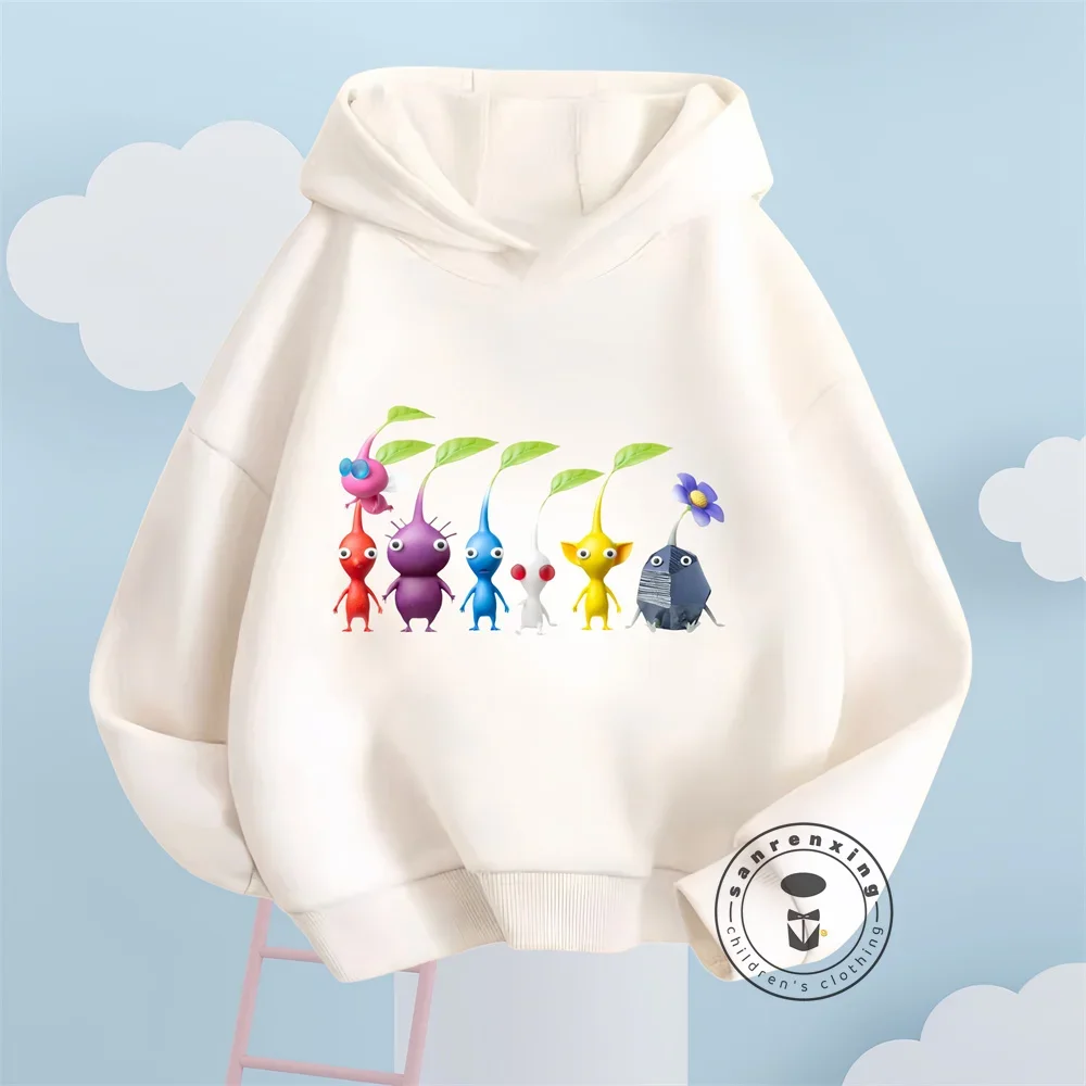 Hot Sale Video Game Pikmin 4 Print Kids Hoodies Cartoon Boys Girls Sweatshirts Autumn Children Clothes Cotton Baby Tops