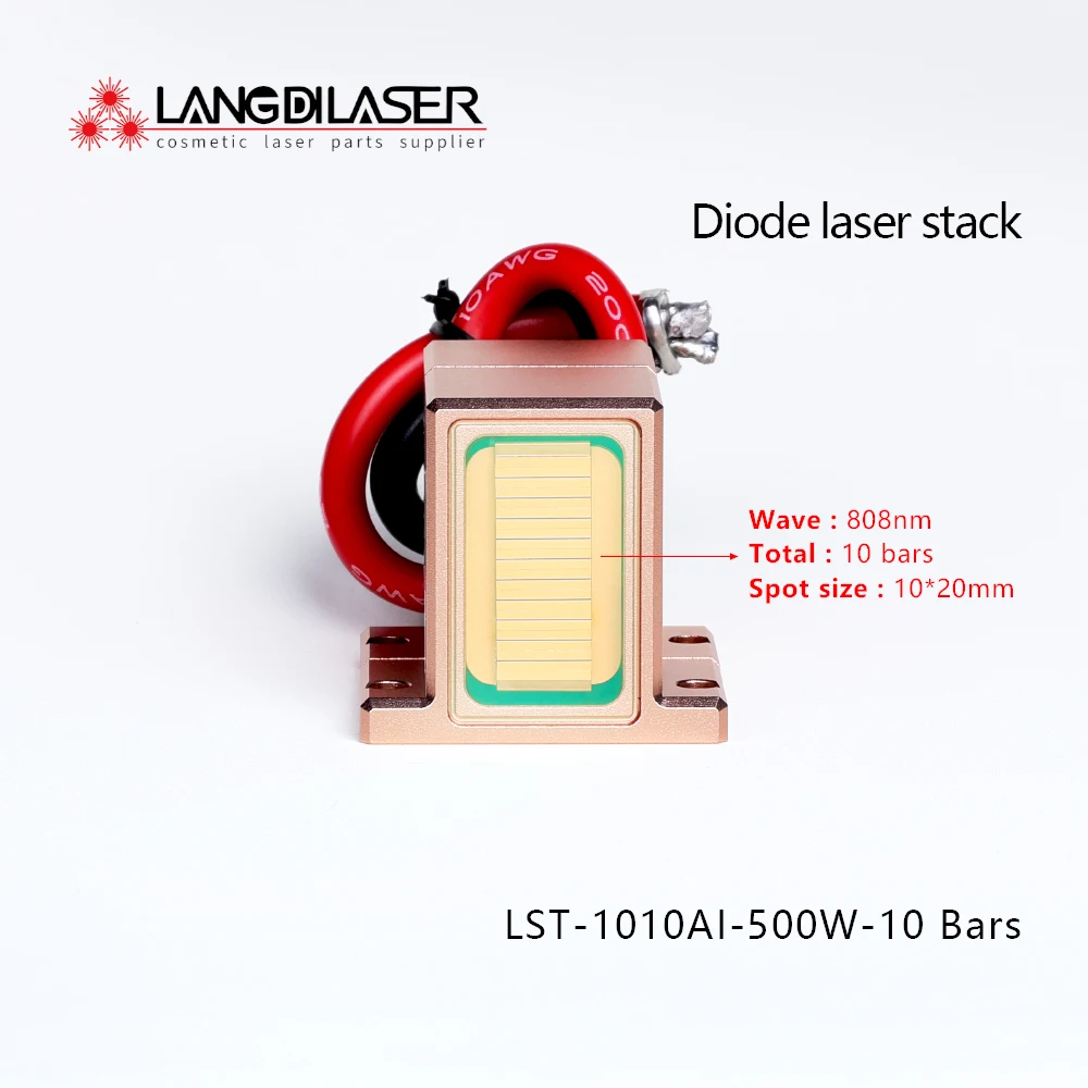 Pila de láser de diodo, Macro Canal, 808, potencia, 808 W, instalación, 10 barras, LST-1010AI/500 y 810nm