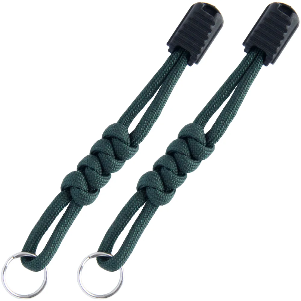 2PCS Nylon Rope Tactical Lanyard Handmade Knife Zipper Pull Outdoor Camping Keychain