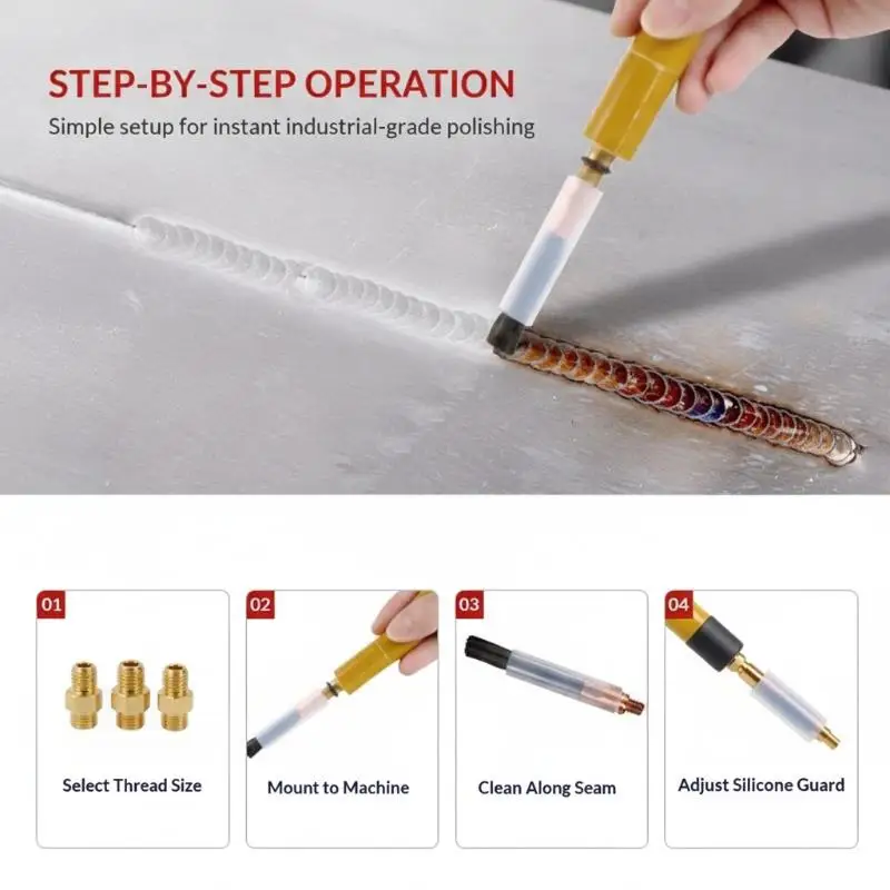 1Pc M6 M8 M10 Weld Seam Pickling Brush Copper Head Heat Resistant Cover TIG Weld Cleaning Tool Acid Resistant Carbon Fiber