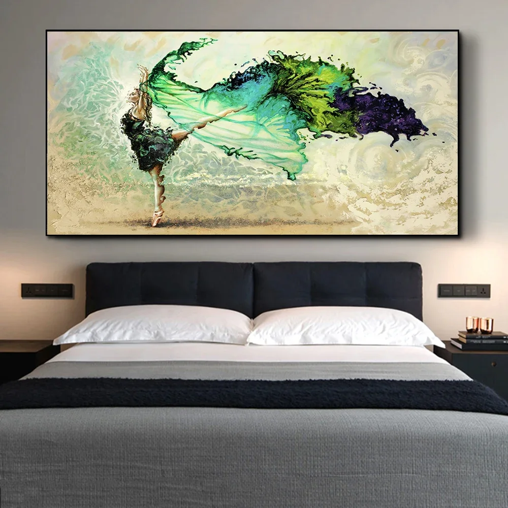 Abstract Ballerina Girls Canvas Paintings on the Wall Art Butterfly Dance Girls Canvas Art Posters Blue Rhythm Art Pictures