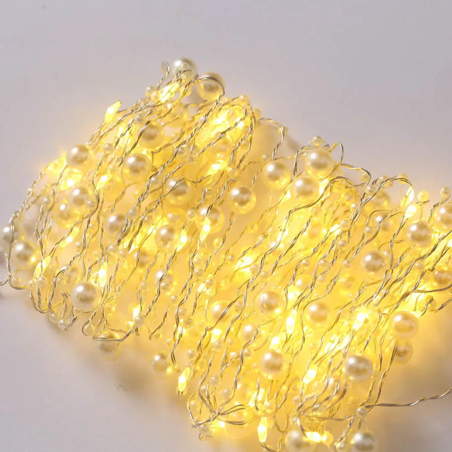 2/5/10M AA Battery Pearl Fairy Light Copper Wire Wedding Christmas Garland Light Valentine Birthday Party Decor String Light