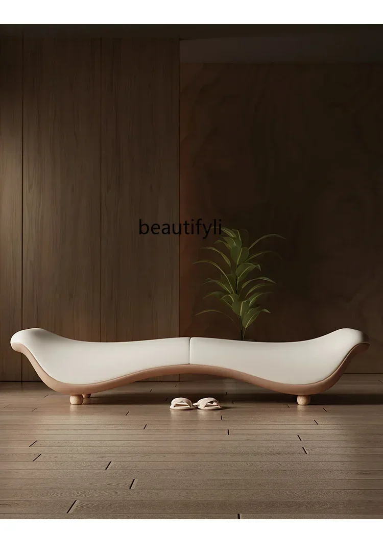 Genuine Leather Bed End Stool Corridor Shoe Changing Stool High-End Bedside Bench