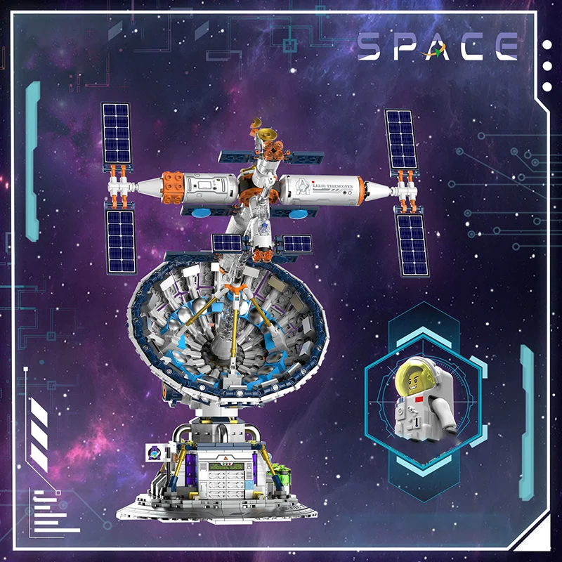 Técnico 1053 pçs espaço rádio telescópio blocos de construção cidade spaceman aeroespacial satélite diy tijolos educação brinquedo crianças presente