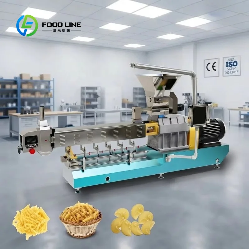 Automatic Electric Macaroni Production Line, Industrial Stainless Steel Pasta Forming Extruder Machinery Customized
