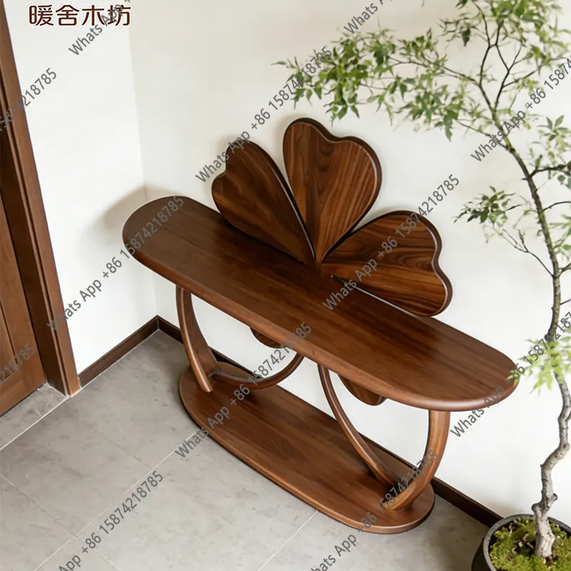 New Chinese-style ash wood entrance table is facing the door, design sense, landscaping rack customization