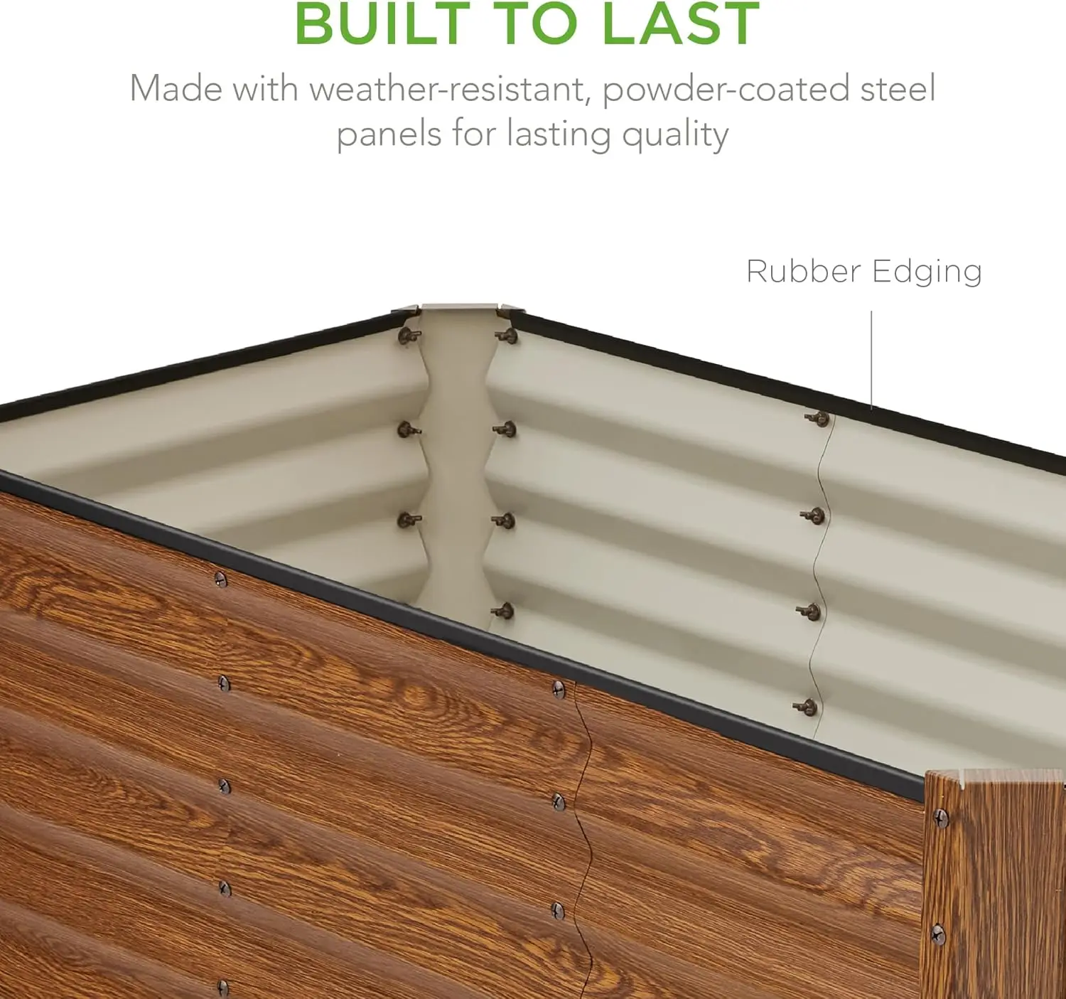 4x2x2ft في الهواء الطلق المعادن أثار حديقة السرير الجذر العميق زارع صندوق للخضروات الزهور الأعشاب ث 119 جالون قدرة الخشب الحبوب #6