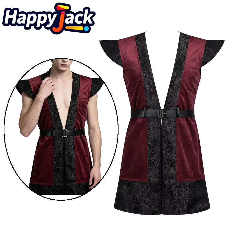 

Retro Courtly Style Cosplay Wine Red Vest Medieval Disfraz for Adult Men Halloween Carnival Fancy Party Disguise Clothing
