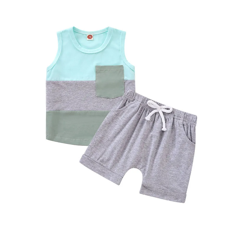 Pantaloncini a maniche corte per ragazzi estivi di nuova moda Set pantaloncini senza maniche in cotone Set Costume sportivo Casual per bambini tute