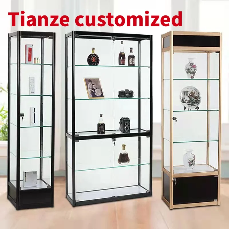 

(Customized) Modern Design Floor Standing Rotating Glass Display Showcase Cabinet Sunglasses Tower Display Lockable Glass Tower