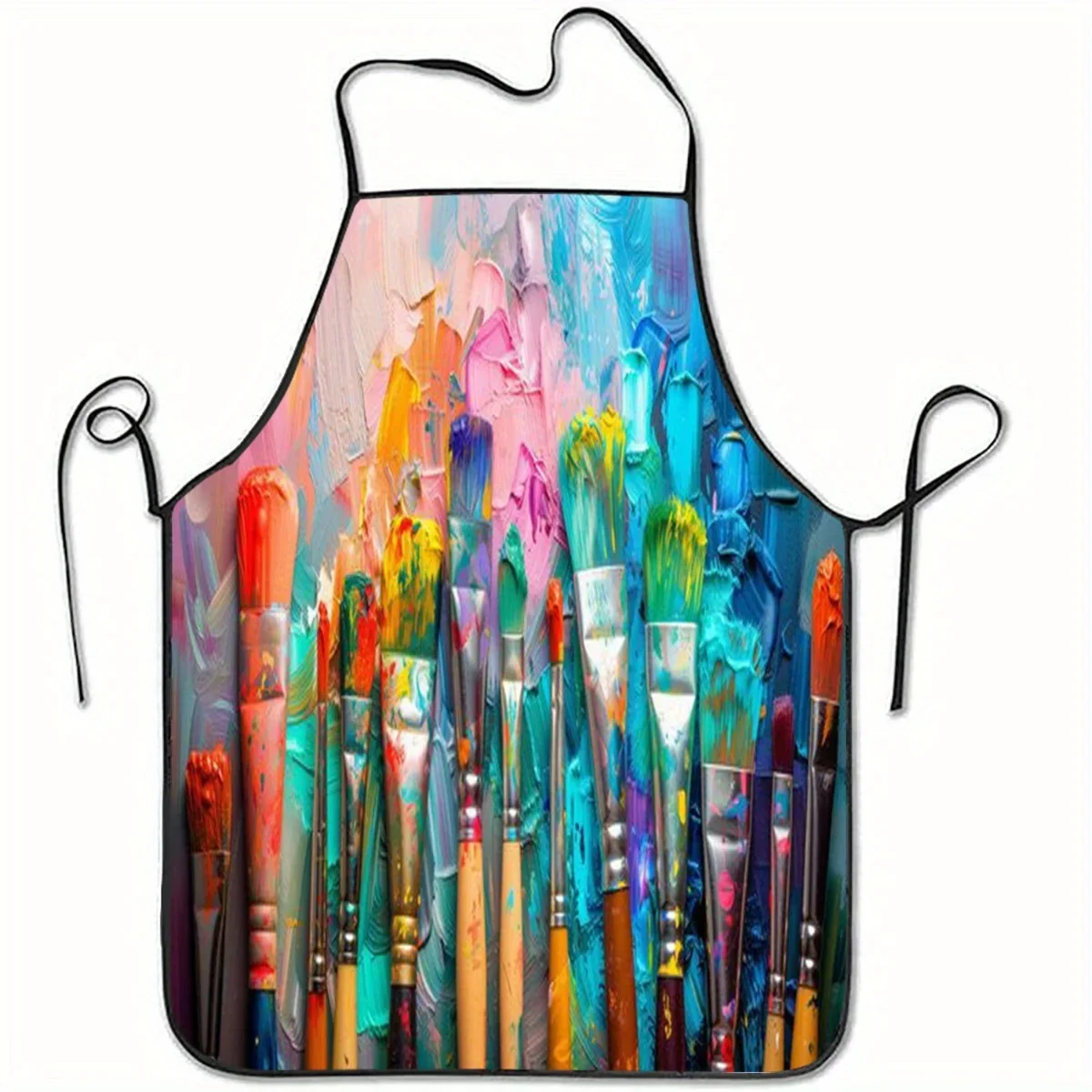 Chef bib apron Housewarming gift 1pc Artist-Inspired Apron - Bold Brushstroke Painting Design in Blue, Yellow, Pink, Green,