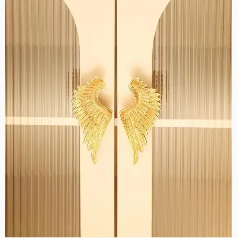 Creative Solid Brass Wings Cabinet Knobs And Handles Kitchen Drawer Handle Luxury Master Bedroom Wardrobe Handle Pulls Furniture