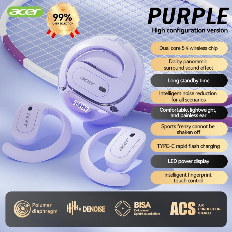 Acer Ohr538 ワイヤレスBluetoothヘッドホン、オープンデザイン、重