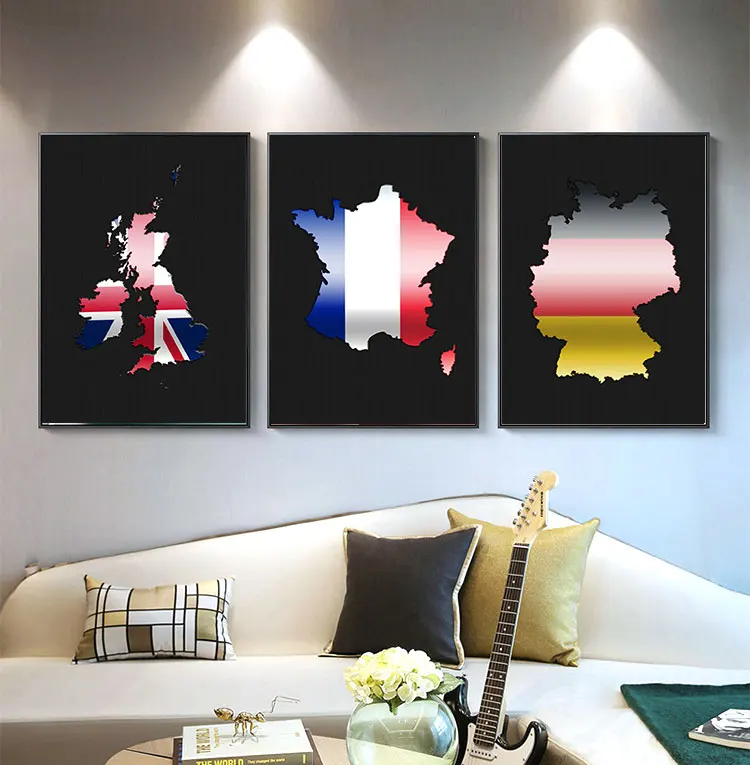 National Flags Of Various Countries Prints And Posters Modern Map Living Room Home Decor Gift Aesthetic Art Wall Canvas Painting