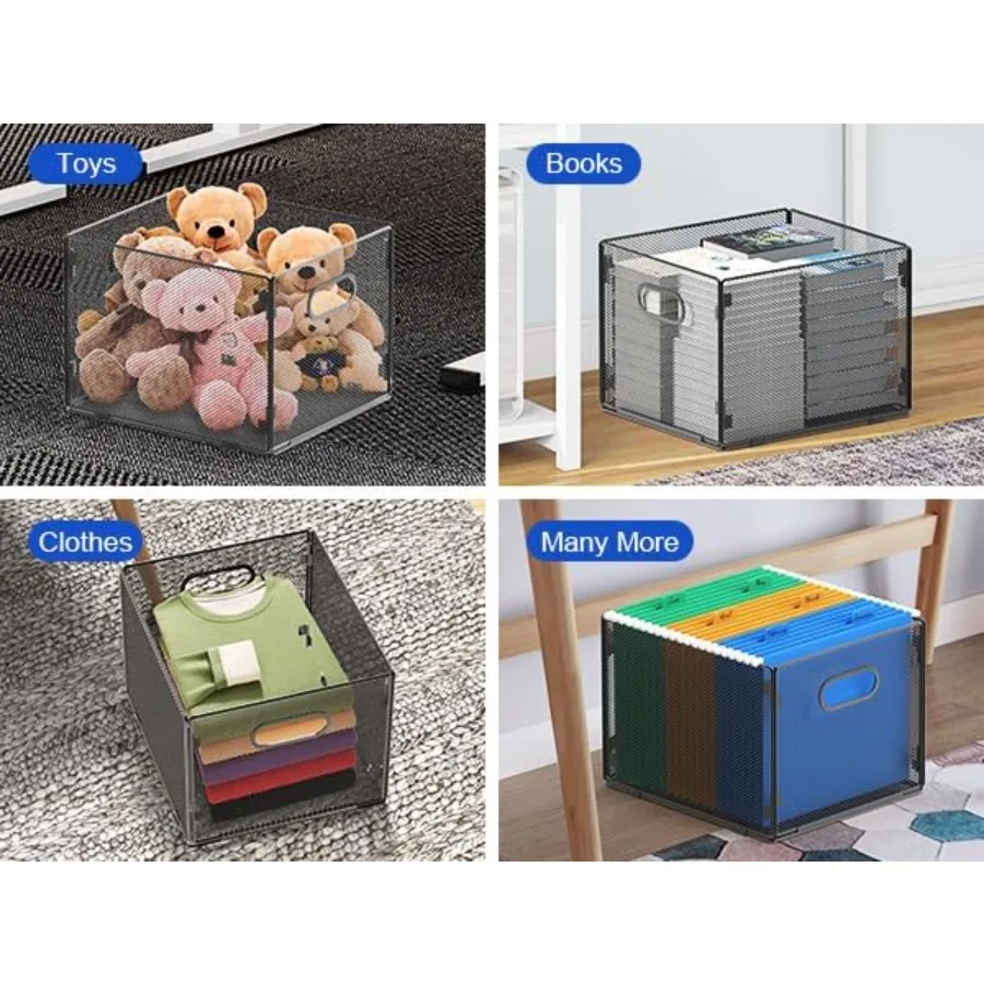 2 Pack Hanging File Organizer Mesh File Folder Box for Office and Home Use Letter Size Filing Box with Durable Storage Design I