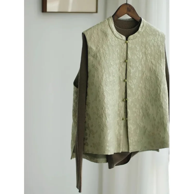 

New Chinese Sle Women's Jaet Svel Stand Collar Vest Spring Summer Faion Commute Pure Color Other Material 00%