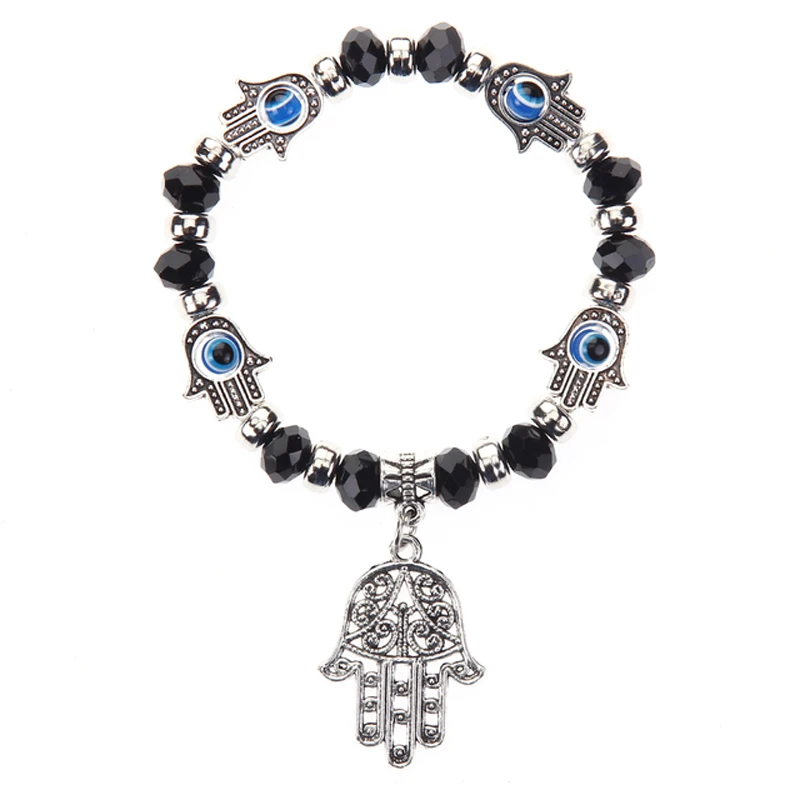 Fatima palm Evil Eye Charm Bracelets Hamsa hand religious blue beads Lucky bracelet Best Match Turkish bracelet