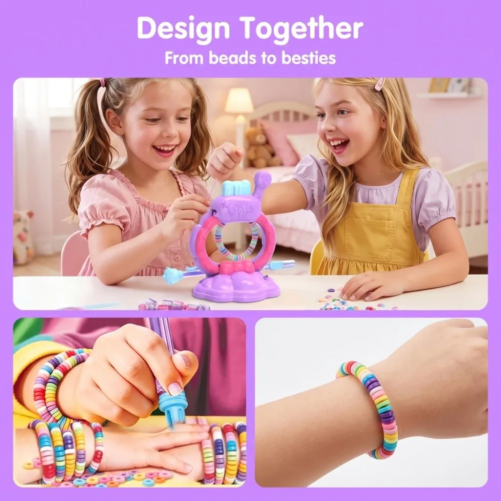 1 Set Handgemachtes Armband-Bastelset DIY Bunte Perlen DIY Armband-Webmaschine Praktische Lustige Schmuckherstellungsmaschine – Detail 5