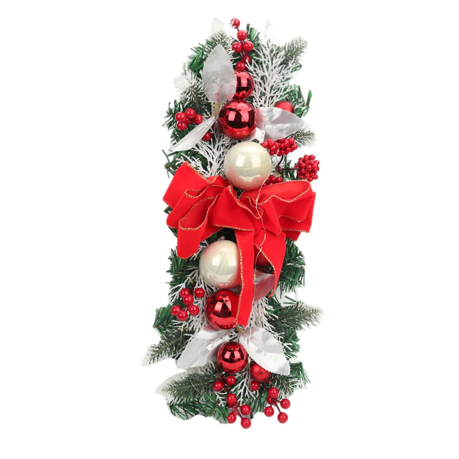 Plastic Christmas Stair Ornament for Home Decor Festive Pine Cone Hanging Wreath Battery Operated Holiday Railing Decoration