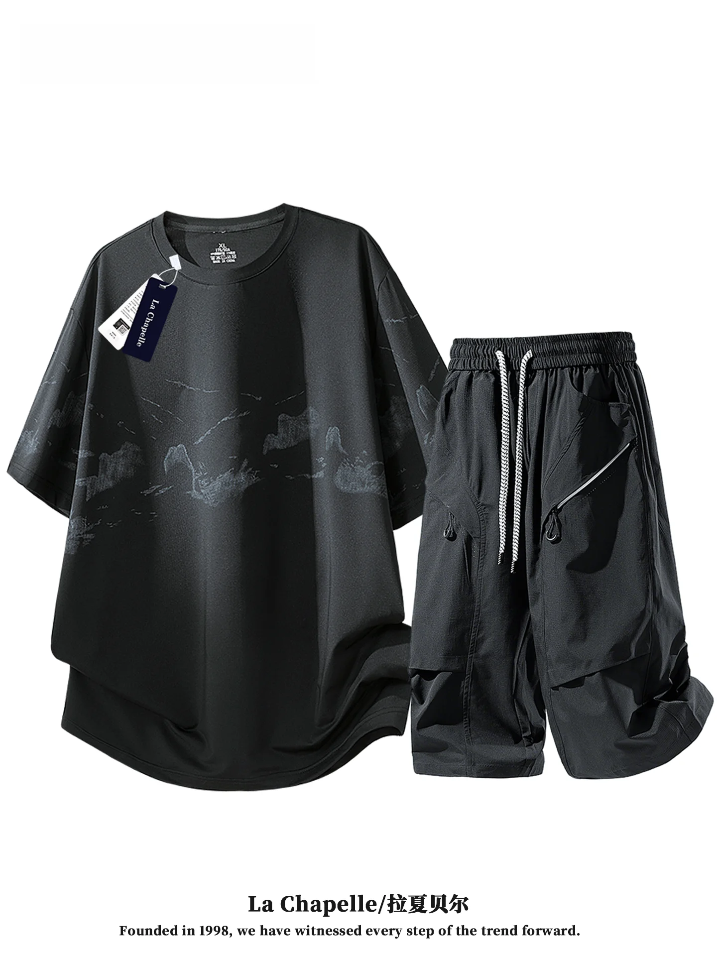 la-chapelle-nouvelle-collection-Ete-2026-ensemble-decontracte-pour-homme-en-soie-glacee-a-sechage-rapide-comprenant-un-t-shirt-a-manches-courtes-et-un-pantalon-sept-quarts-en-fibre-de-polyester-pour-jeunes